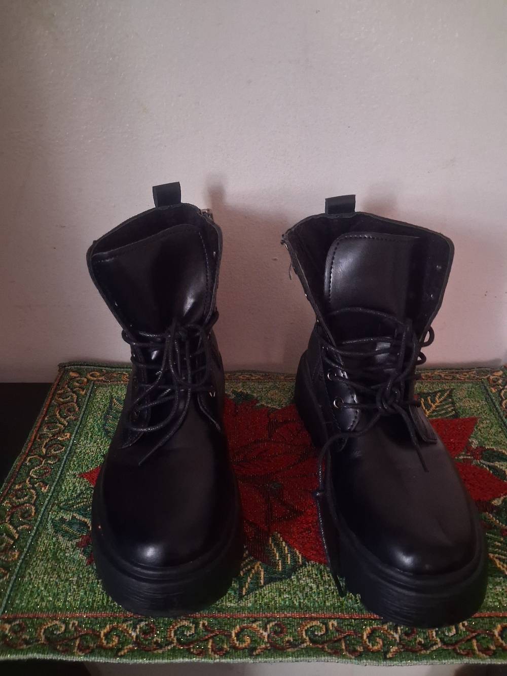 Kids Black Lace-Up Combat Boots for Boys & Girls